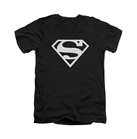 Superman Men's Logo Short Sleeve Adult V Neck Premium Cotton Tee / T-Shirt