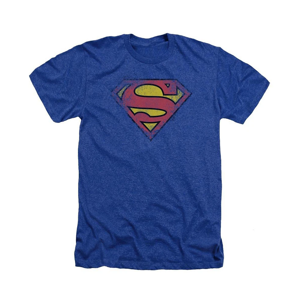 Superman Men's Destroyed Supes Logo Adult Heather Tee / T-Shirt