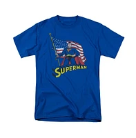 Superman Big & Tall American Flag Short Sleeve Adult Tee / T-Shirt