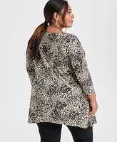 Jm Collection Plus Printed Scoop-Neck Tunic, Exclusively at Macy's