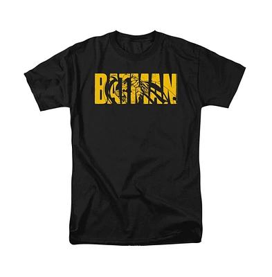 Batman Mens Text On Black Short Sleeve Adult Tee / T-Shirt