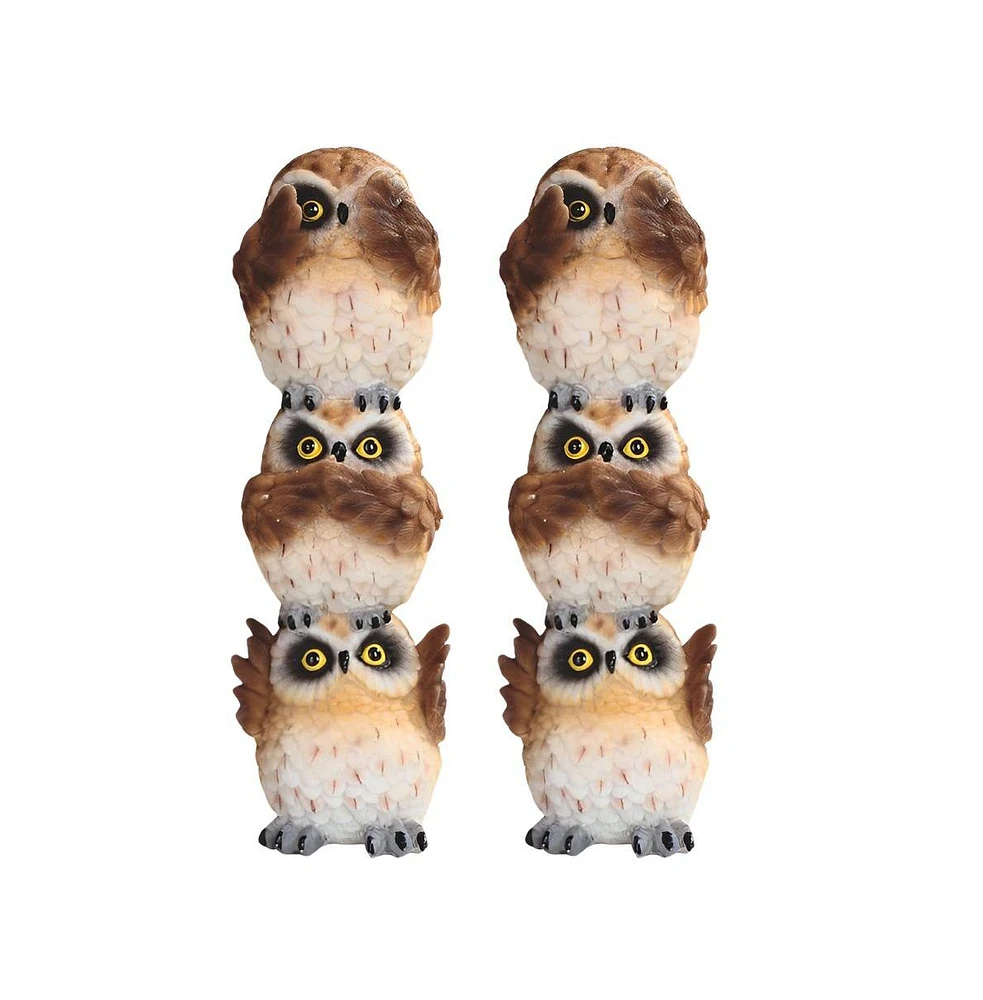 Fc Design "2-pc Set" 8"H Hear-No, See-No, Speak-No Evil Stacked Owls Figurine Statue Ornament Home Room Office Decor and Perfect Ideas for Housewarmin