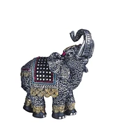 Fc Design "2-pc Set" 6.5"H Silver Thai Elephant with Trunk Raised Statue Figurine Statue Ornament Home Room Office Decor and Perfect Ideas for Housewa