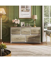 Wlive Dresser for Bedroom with 5 Drawers Wide Chest of Fabric Storage Organizer Unit Bins Closet Living Room Hallway