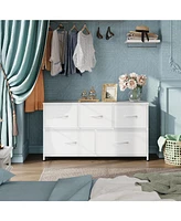 Wlive Dresser for Bedroom with 5 Drawers Wide Chest of Fabric Storage Organizer Unit Bins Closet Living Room Hallway