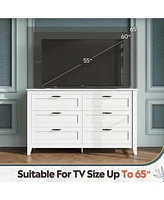 Wlive 6 Drawer Dresser Retro Chest of Drawers with Metal Handle Double Wood for Bedroom Living Room Large Storage Cabinet