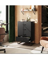 Wlive Dresser for Bedroom with 4 Drawers Nightstand Chest of Tall Sturdy Metal Frame Hallway Living Room Closet