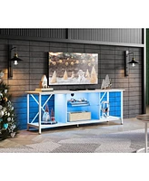 Wlive Tv Stand for 55 65 Inch Led Entainment Center with Storage Console Bedroom and Living Room Gaming Midea Lights Gl