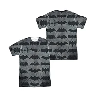 Batman Men's 75 Symbols (Front/Back Print) Short Sleeve Adult Poly Crew Tee / T-Shirt