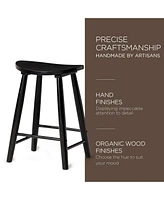 Maven Lane Luna Counter Stool in Rustic Black Wood Finish