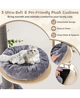 Gymax 5-Tier Floor to Ceiling Cat Tree w/ 93''-107'' Adjustable Height Cozy Hammock & Bed