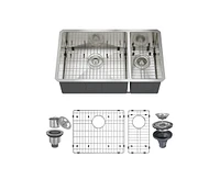 Casainc 32inch L x 19inch W Double Basin Undermount Kitchen Sink with Accessories