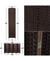 Sorbus 8 Panel Room Divider Panel, 6 ft. Tall Extra Wide Double Hinged Panels - Folding Privacy Screens - Chocolate