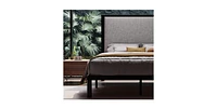 Slickblue Platform Bed Frame with Linen Upholstered Headboard for Stylish Bedroom Decor