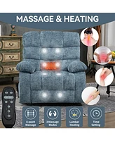 Boyel Living Lift Recliner Chair Heat Massage Dual Motor Infinite Position Up to 350 Lbs Large Electric Power Recliners with Power-Remote