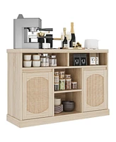 gaomon Rattan Buffet Storage Cabinet, 47" Sideboard Coffee Bar Cabinet