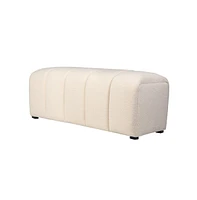 Jofran Tess Contemporary Modern Ivory Boucle Upholstered Plush Bench