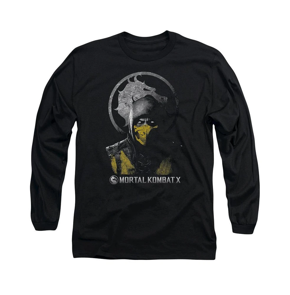 Mortal Kombat X Men's Scorpion Bust Long Sleeve Adult Tee / T-Shirt