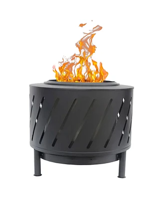 Four Seasons Courtyard 24" Round Steel Smokeless High Temperature Firepit, Black