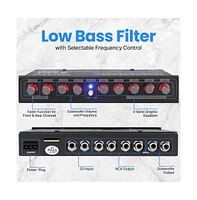 Pyle 5 Bands Graphic Equalizer with Subwoofer Control, Bluetooth