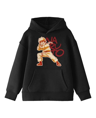 Naruto Boys Tonal Character Graphic Long Sleeve Youth Black Hooded Sweatshirt-xl