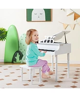 Gymax 30-Key Classic Baby Grand Piano Toddler Toy Wood w/ Bench & Music Rack