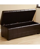 Baxton Studio Dark Brown Faux Storage Bench Ottoman with Dimples