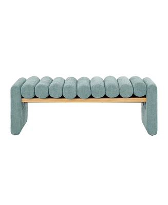 Modern Bench with Solid Wood and Removable Round Bolster Cushions