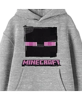 Minecraft Boys Enderman Face Long Sleeve Athletic Heather Youth Hooded Sweatshirt-xl