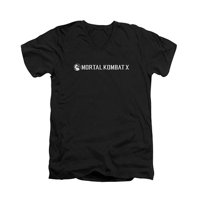 Mortal Kombat X Men's Horizontal Logo Short Sleeve Adult V Neck Premium Cotton Tee / T-Shirt