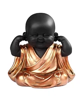 Fc Design "2-pc Set" 6"H Hear No Evil Little Monk in Gold and Black Figurine Statue Ornament Home Room Office Decor and Perfect Ideas for Housewarming