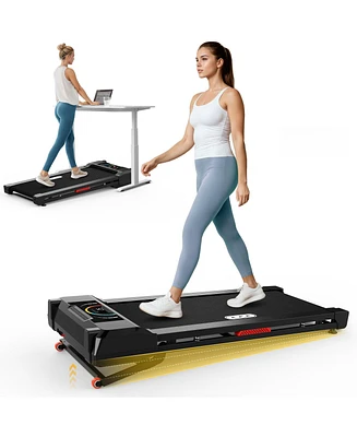 Redliro 15% Auto Incline Walking Pad Treadmill, 350lbs Capacity, Portable Under Desk Treadmill with App & Remote for Home Office