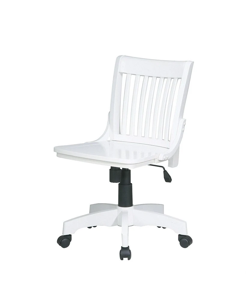 Slickblue Armless Bankers Chair with Wood Seat for Classic Office or Desk Seating