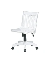 Slickblue Armless Bankers Chair with Wood Seat for Classic Office or Desk Seating