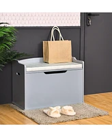 Gouun Kids Toy Wooden Flip-top Storage Box Chest Bench with Cushion Hinge