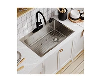 Casainc 33inch L x 22inch W Drop-in Stainless Steel Kitchen Sink with Sink Grid