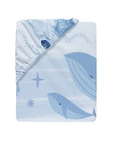 Lambs & Ivy Bubbles & Squirt 100% Cotton Whale/Ocean Fitted Crib/Toddler Sheet
