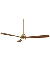 Casa Vieja 66" Delta Xl Modern Indoor Ceiling Fan 3 Blade Led Light Remote Control Soft Brass Finish Brown Walnut Finish Blades Bedroom Living Room Ki