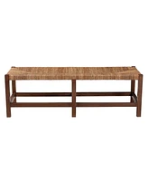 bali & pari Liza Bohemian Natural Seagrass and Wood Accent Bench