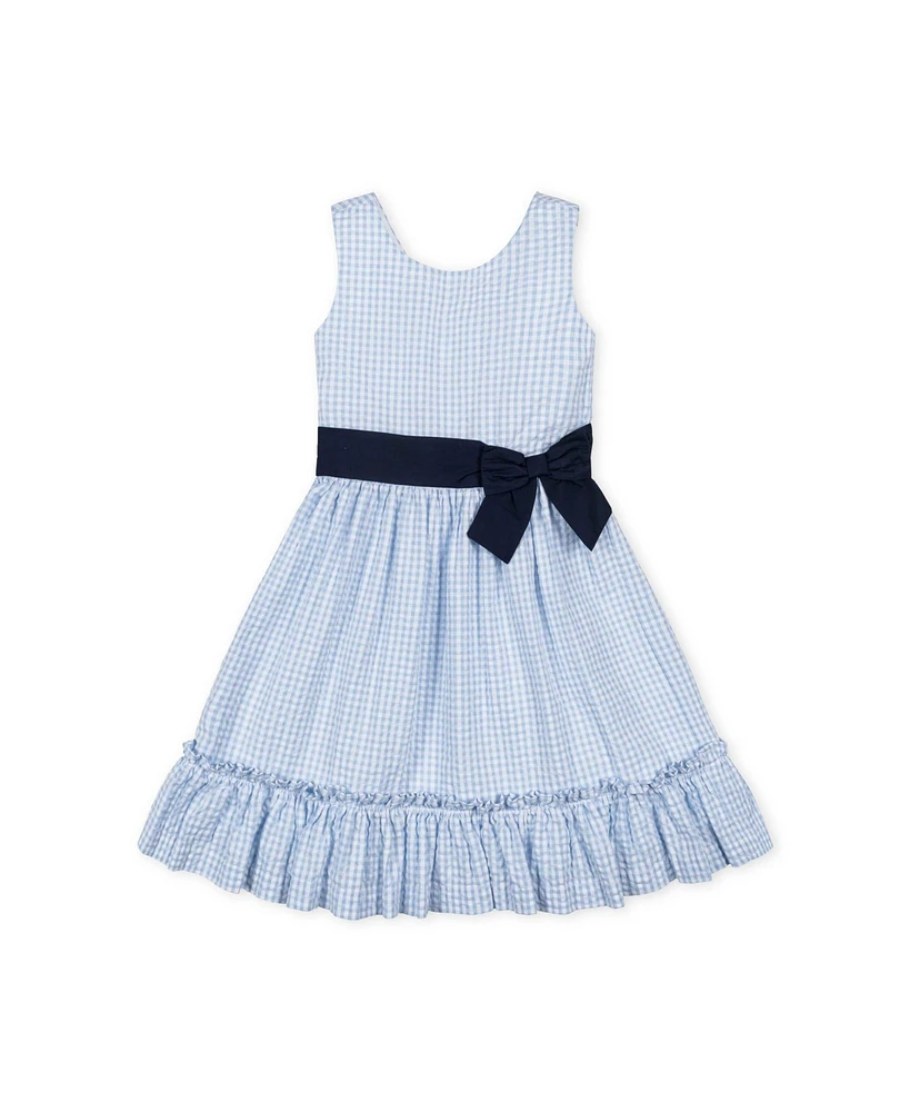 Hope & Henry Big Girls Heirloom Sleeveless Special Occasion Seersucker Party Dress with Cross Back