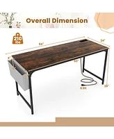 Gouun 60 Inch Computer Desk with Charging Station Storage Bag