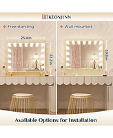 keonjinn Led Lighted Hollywood Makeup Mirror with Usb Plug-in & Dimmable & Memory Function