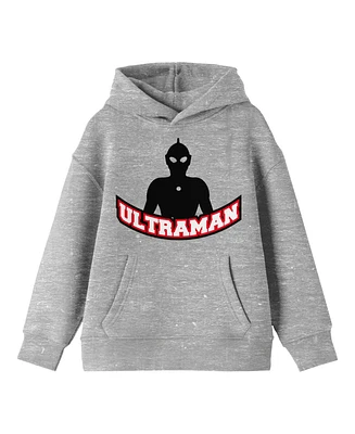 Ultraman Boys Blue Character Silhouette with Collegiate-Style Title Youth Heather Gray Hoodie-xl