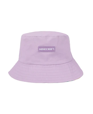 Minecraft Boys Confetti Blocks Youth Purple Reversible Bucket Hat