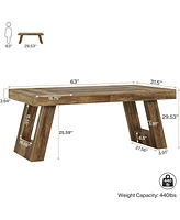 Tribesigns 63 Inches Wood Executive Desk, Large Home Office Desk with Double Pedestal, Industrial Computer Desk Study Writing Table, Business Workstat