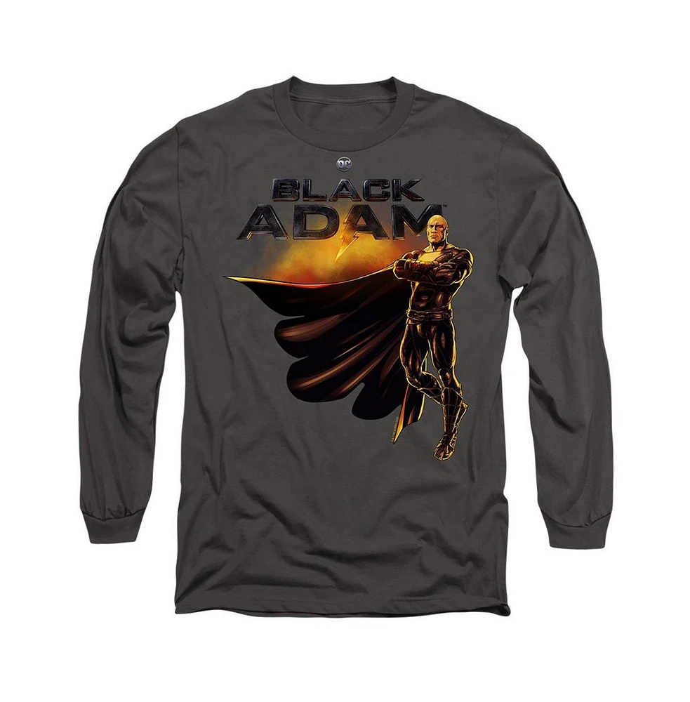 Black Adam Men's Logo With Character Long Sleeve Adult Tee / T-Shirt