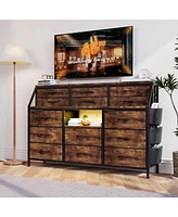 gaomon 55;W Dresser with Led Lights & Power Outlets