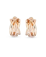 Bling Jewelry Classic Open Criss Cross Twist Wire Celtic Knot Weave Wide Half Hoop Clip On Earrings Non Pierced Ears