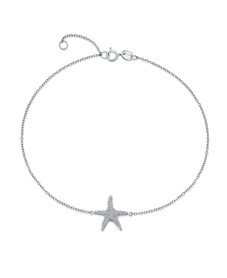 Bling Jewelry Vacation Beach Cz Starfish Anklet Ankle Bracelet Sterling Silver