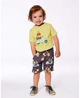 Deux par Baby Boys Organic Cotton Tee Lime Green And Blue Vespa